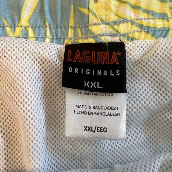 Laguna Originals Mens Swim Trunks Pull On Tropical Leaf Print Blue Size XXL NWOT - Picture 5 of 11